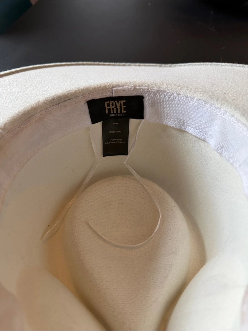 Frye Cream Wide-Brim Felt Hat with Brown Leather Band